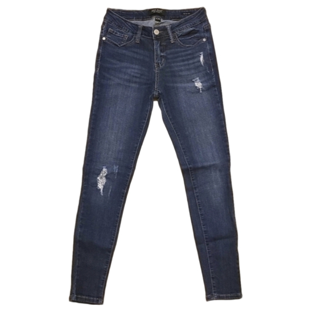Judy Blue Skinny Fit Jeans Mid Rise Dark Wash Distressed Stretch Denim Size 3/26